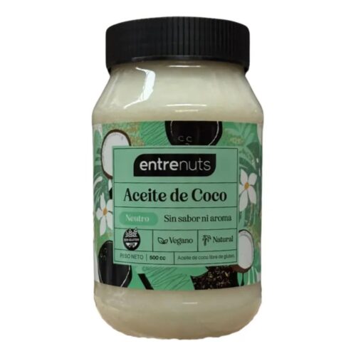 ENTRE NUTS Aceite de Coco Neutro 500ml ACEITE DE COCO ENTRE NUTS 500ML NEUTRO