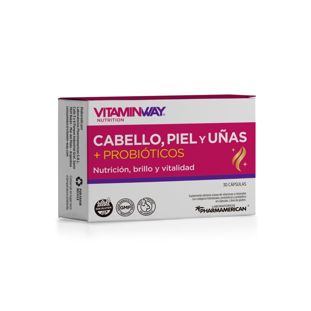 VITAMIN WAY CABELLO, PIEL Y UÑAS + PROBIOTICOS