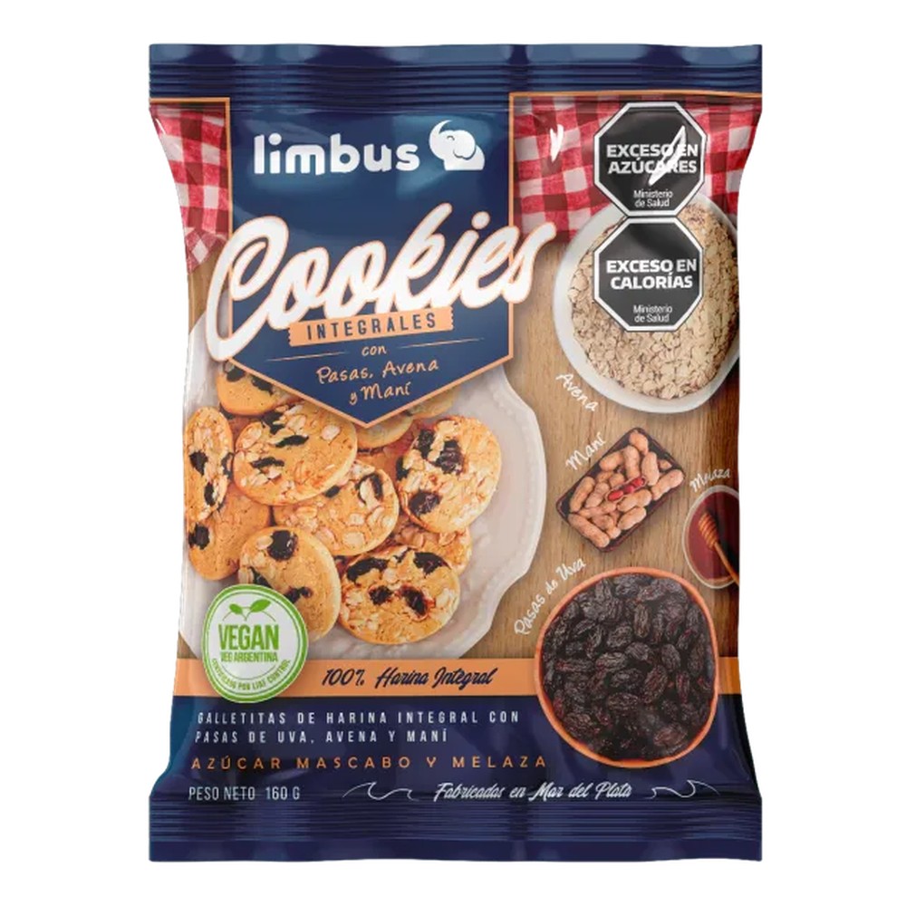 COOKIES LIMBUS PASAS, AVENA Y MANI