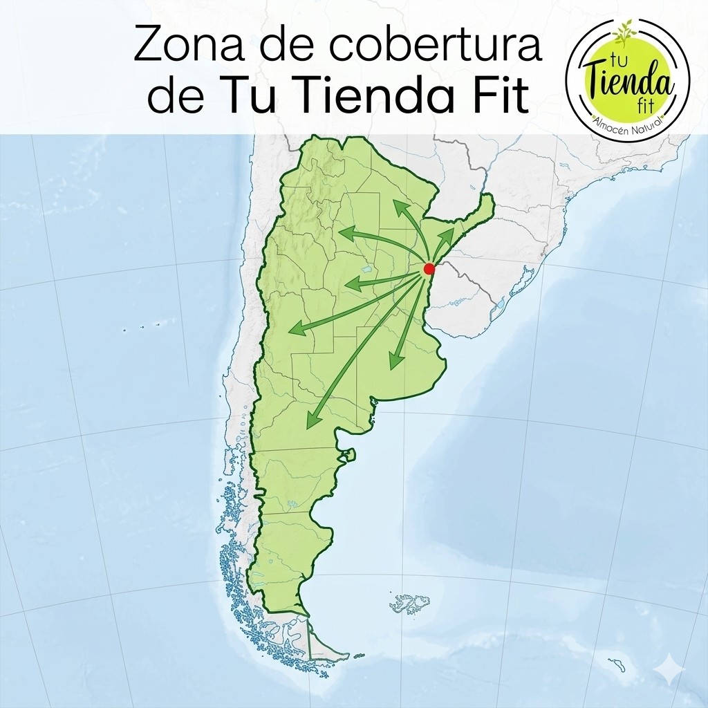 Mapa de Argentina mostrando el envío a todo el país desde Tu Tienda Fit